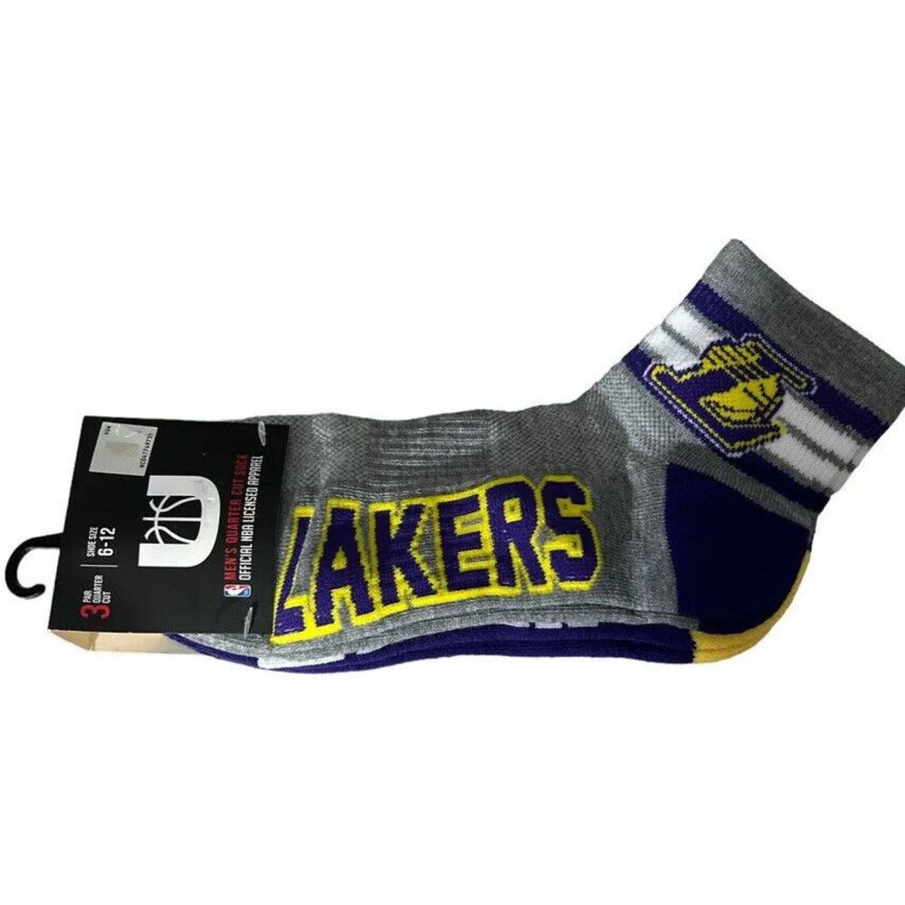 Socks Lakers 3pk Ankle Socks Grey Purple Blk 3pk 6-12 NWT